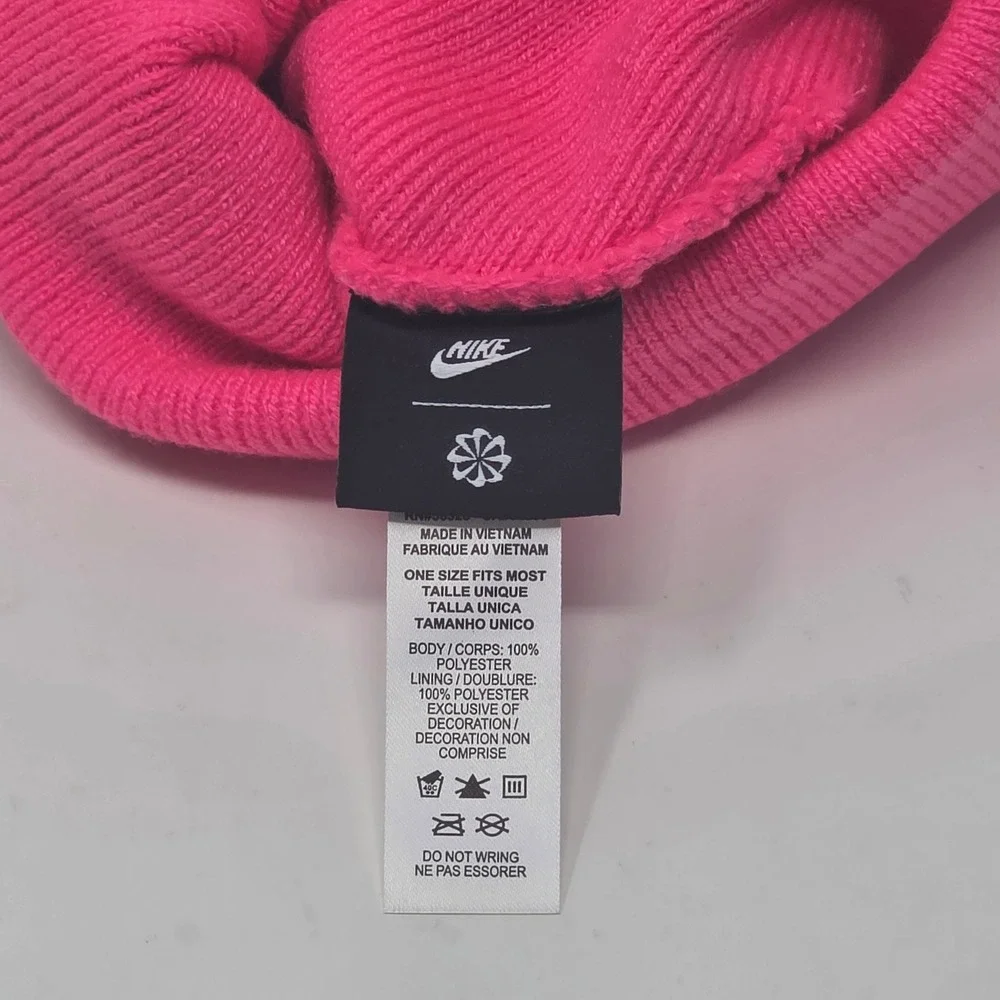 Nike Sportswear HF0186-645 Beanie Adult OS Pink Embroidered Logo Knit Hat